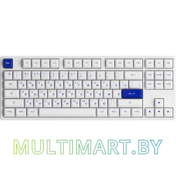 Клавиатура Akko 5087S White & Blue (Akko CS Jelly Pink)